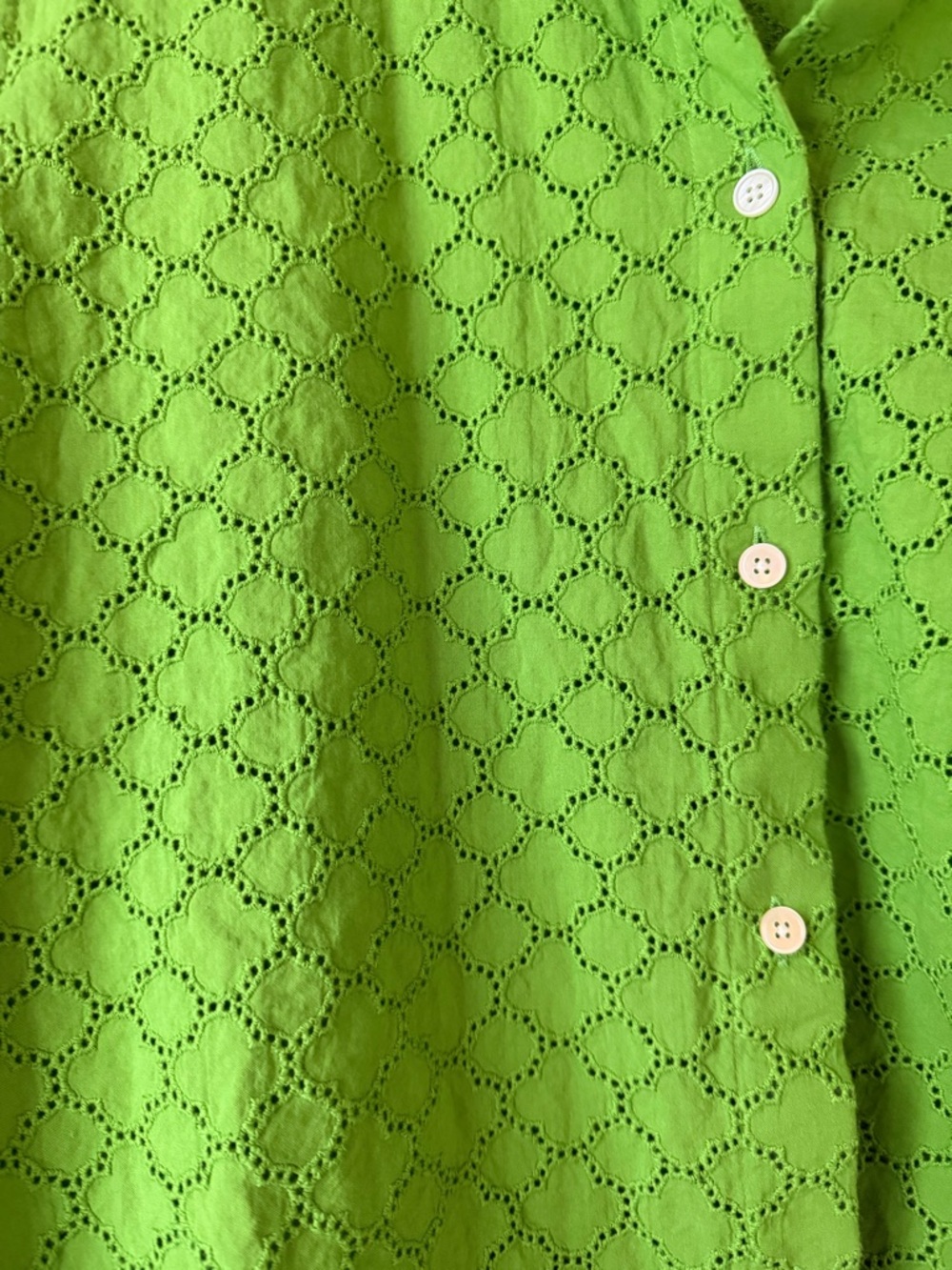 Talbots Green Eyelet Cotton Button Up Blouse - Picture 7 of 7